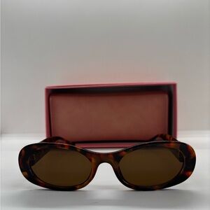 Tortoiseshell Oval Sunglasses - Brown Lenses